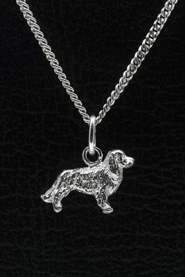 Zilveren Cavelier king charles spaniel ketting hanger - klein