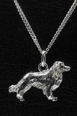 Zilveren Kooikerhondje ketting hanger - groot