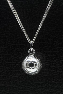 Zilveren Voetbal 11 mm massief ketting hanger