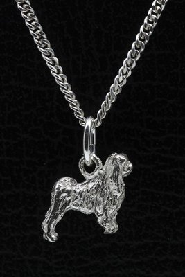 Zilveren Japanse spaniel ketting hanger - klein