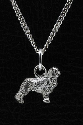 Zilveren King Charles spaniel ketting hanger - klein