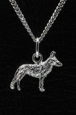 Zilveren Saarloos wolfhond ketting hanger - klein