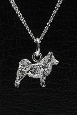 Zilveren Zweedse lappenhond ketting hanger - klein