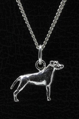 Zilveren Amerikaanse pitt bull terrier oren gecoupeerd ketting hanger - klein