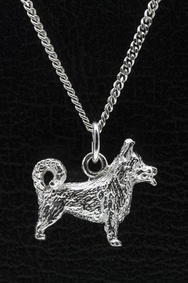 Zilveren Vastgotaspets - Zweedse valhund met staart ketting hanger - groot