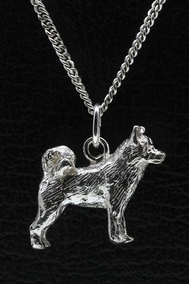 Zilveren Alaska malamute ketting hanger - groot