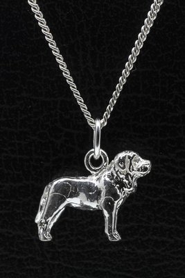 Zilveren Mastiff ketting hanger - groot