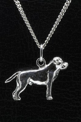 Zilveren Rottweiler met staart ketting hanger - groot