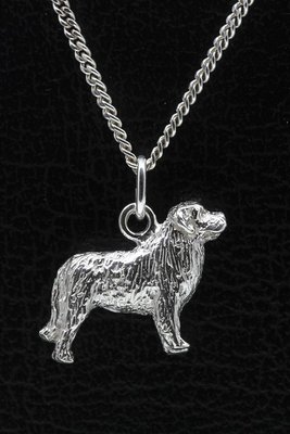 Zilveren Berner sennenhond ketting hanger - groot