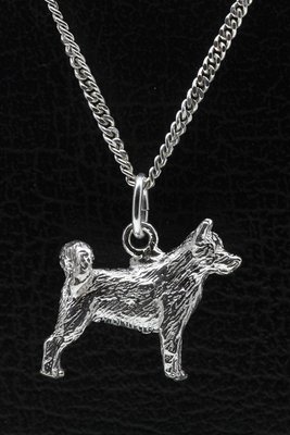 Zilveren Shiba Inu ketting hanger - groot