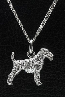 Zilveren Airedale terrier ketting hanger - groot