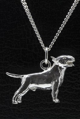 Zilveren Bull terrier ketting hanger - groot