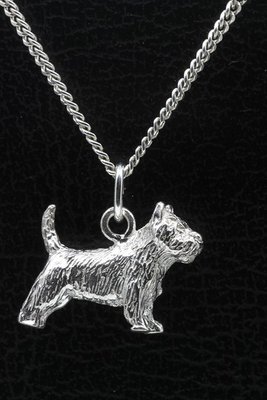 Zilveren Cairn terrier ketting hanger - groot
