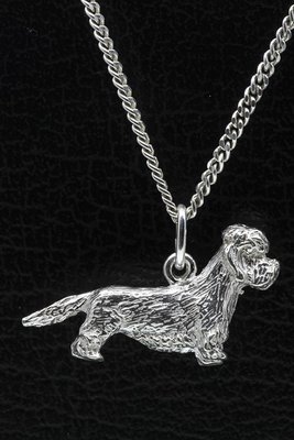 Zilveren Dandie dinmont terrier ketting hanger - groot