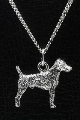 Zilveren Duitse jachtterrier ketting hanger - groot