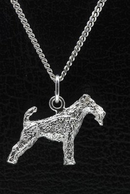 Zilveren Fox terrier draadhaar ketting hanger - groot