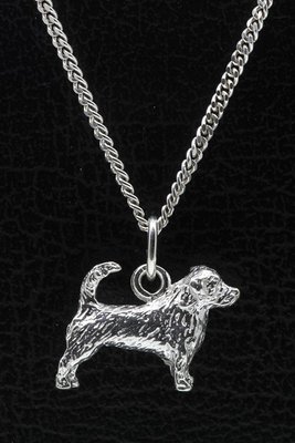Zilveren Glen of imaal terrier met staart ketting hanger - groot