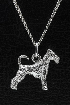 Zilveren Irish terrier met staart ketting hanger - groot