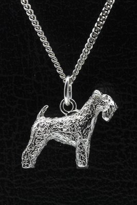 Zilveren Irish blue terrier ketting hanger - groot