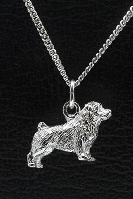 Zilveren Norfolk terrier ketting hanger - groot