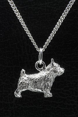 Zilveren Norwich terrier ketting hanger - groot