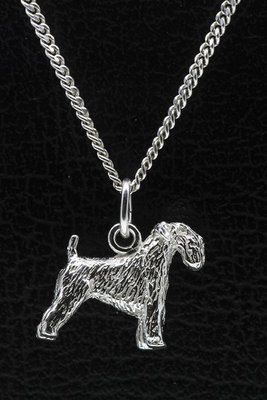 Zilveren Irish soft-coated wheaten terrier ketting hanger - groot