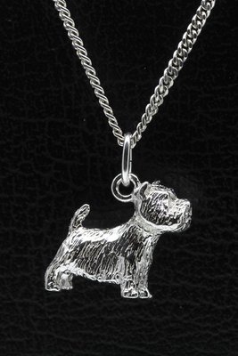Zilveren West highland white Terrier ketting hanger - groot