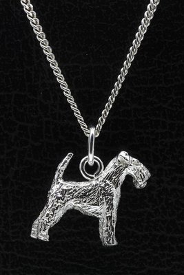 Zilveren Welsh terrier ketting hanger - groot