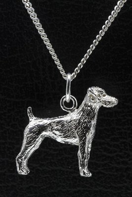 Zilveren Jack russell terrier parson gladhaar ketting hanger - groot