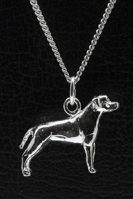 Zilveren Amerikaanse pitt bull terrier oren ongecoupeerd ketting hanger - groot