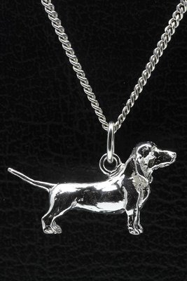 Zilveren Basset artesien normand ketting hanger - groot