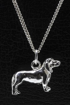 Zilveren Basset bleu de gascogne ketting hanger - groot