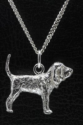 Zilveren Bloedhond ketting hanger - groot