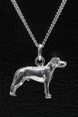 Zilveren Argentijnse dog oren ongecoupeerd ketting hanger - groot