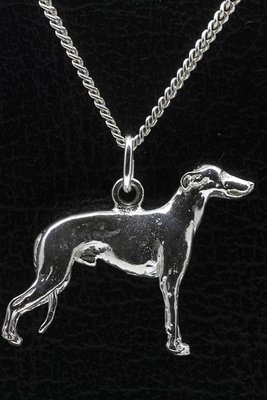 Zilveren Whippet ketting hanger - groot