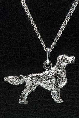 Zilveren Irish setter ketting hanger - groot