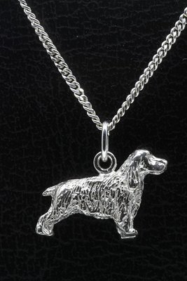 Zilveren Engelse cocker spaniel ketting hanger - groot