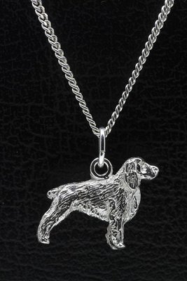 Zilveren Welsh springer spaniel ketting hanger - groot