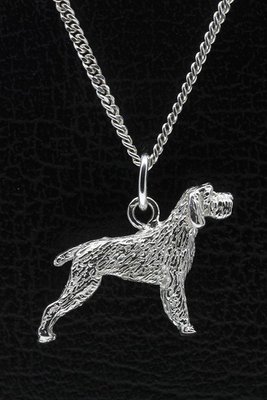 Zilveren Spinone ketting hanger - groot