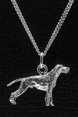 Zilveren Vizsla staande hond draadhaar  ketting hanger - groot