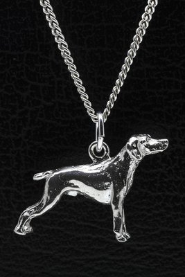 Zilveren Weimaraner korthaar ketting hanger - groot