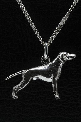 Zilveren Weimaraner korthaar met staart ketting hanger - groot