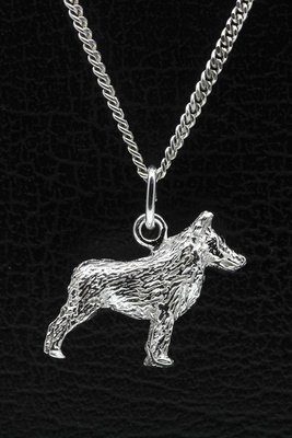 Zilveren Schipperke ketting hanger - groot