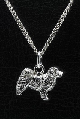 Zilveren Tibetaanse spaniel ketting hanger - groot