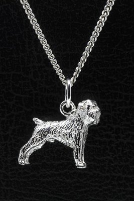 Zilveren Affenpinscher ketting hanger - groot