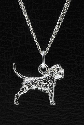 Zilveren Affenpinscher met staart ketting hanger - groot