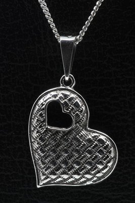 Zilveren Hart in hart ketting hanger - 2