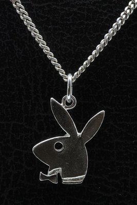 Zilveren Playboy Konijn ketting hanger