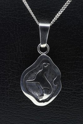 Zilveren Indiaan Wolf hopi style ketting hanger