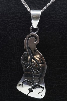 Zilveren Indiaan Hagedis vrije vorm hopi style ketting hanger